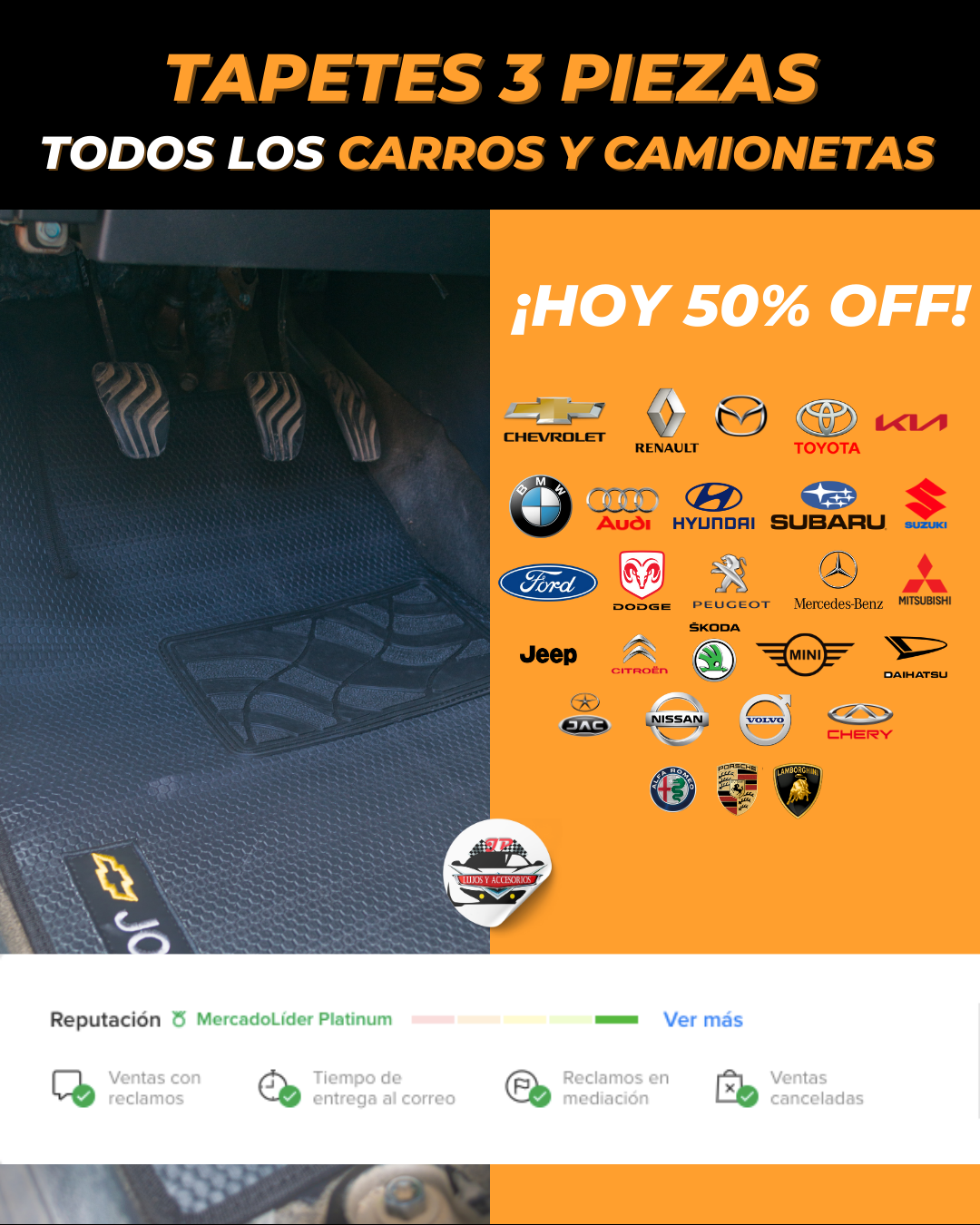TAPETE ALTA GAMA JP 3 PCS (PILOTO, COPILOTO, RUANA TRASERA) X1 C