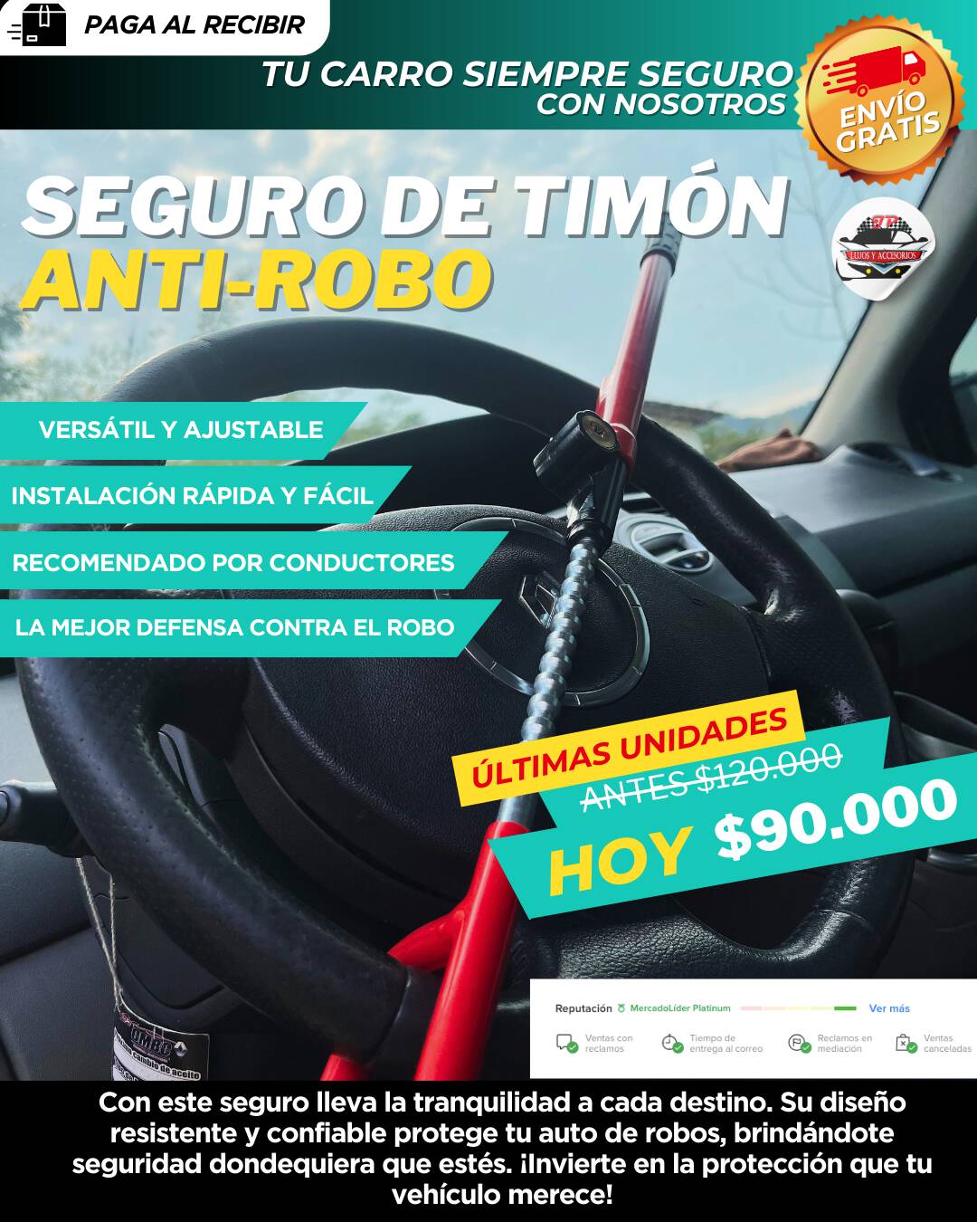 SEGURO DE TIMON PARA CARROS